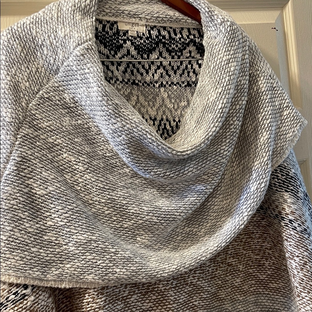 Cynthia Rowley Gray and Brown Cowl Neck Sweater